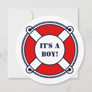 Ahoy het is een jongen nautisch baby shower uitnod kaart