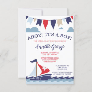 AHOY! Het is een JONGEN! Nautisch Zeilen Baby show Kaart