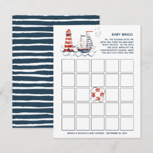 Ahoy het is een jongen Nautische baby shower bingo Kaart