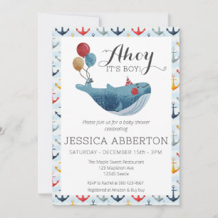 Ahoy, het is een jongen Nautische baby shower Kaart