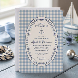 Ahoy, het is een jongen! Nautische baby shower Kaart
