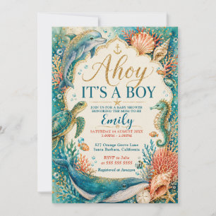 Ahoy Het is een Jongen Nautische Baby Shower Kaart