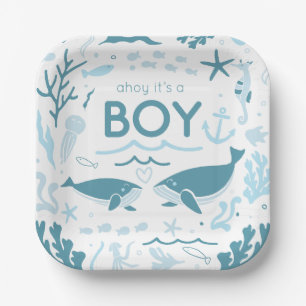 Ahoy Het Is Een Jongen Nautische Baby Shower Papieren Bordje