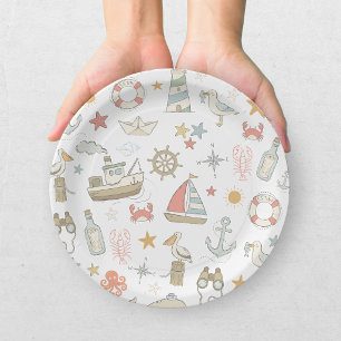 Ahoy Het Is Een Jongen Nautische Baby Shower Papieren Bordje
