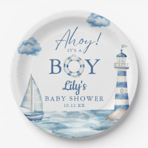 Ahoy het is een jongen Nautische baby shower Papieren Bordje