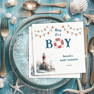 Ahoy het is een jongen Nautische baby shower Servet