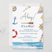Ahoy Het is een Jongen Nautische Baby Shower Uitno Kaart (Voorkant)