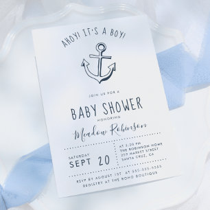 Ahoy! Het is een jongen! Nautische babyshower uitn Kaart