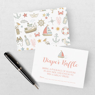 Ahoy het is een Jongen Nautische Luier Raffle Baby Informatiekaartje