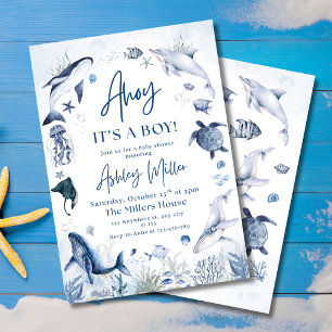 Ahoy! Het is een Jongen Onder de Zee Baby Shower O Kaart