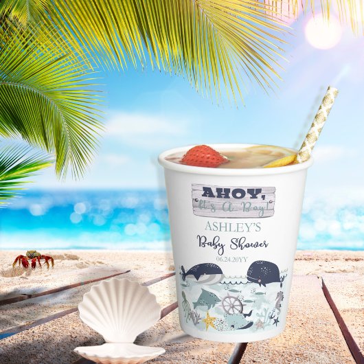 Ahoy Het is een jongen onder het Zee Baby shower Papieren Bekers