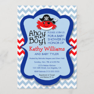 Ahoy Het is een jongen - Pirate Crab Boy Baby show Kaart