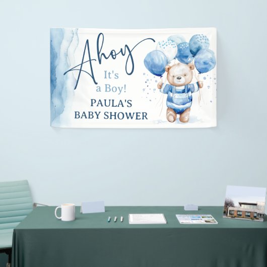 Ahoy Het is een Jongen Schattige Nautisch Baby sho Spandoek (Beurs)