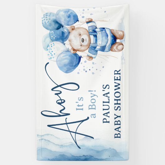 Ahoy Het is een Jongen Schattige Nautisch Baby sho Spandoek (Verticaal)