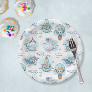 Ahoy het is een jongen Schattige walvis tafel deco Papieren Bordje