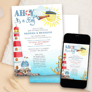 Ahoy het is een jongen Schattige Zeevaart Baby Bor Kaart