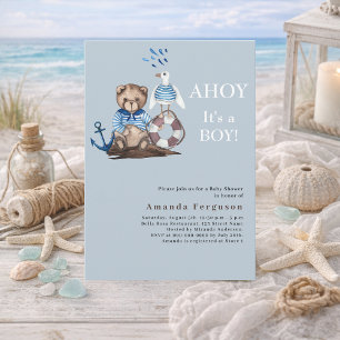 Ahoy het is een jongen teddybeer zeiler Baby showe Kaart