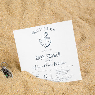 Ahoy! Het is een Jongen! Vierkante babyshower uitn Kaart