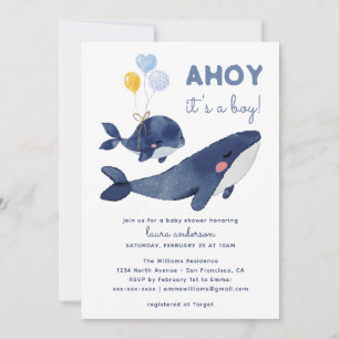AHOY, het is een jongen! Walvis moeder Baby shower Kaart