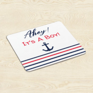 Ahoy Het Is Een Jongen! Zeevaart Baby Shower Vierkante Kartonnen Onderzetter