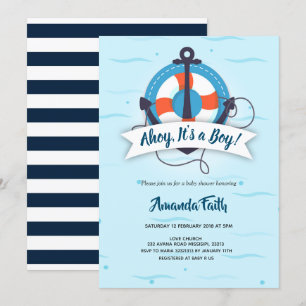 Ahoy het is een mannenanker nautisch Baby shower Kaart