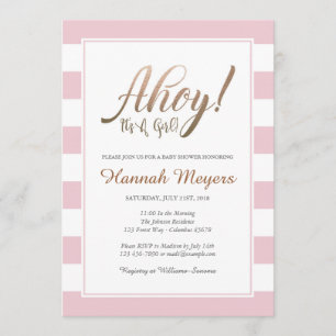 Ahoy! Het is een meisje nautisch Baby shower uitno Kaart