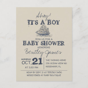 Ahoy. Het is een  nautisch baby shower van een jon Briefkaart