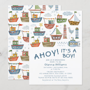 AHOY! Het is een padvinder Nautisch Baby shower Kaart