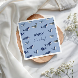 Ahoy, het is een walvisbabyfeestje voor jongens servet