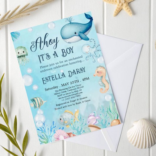 Ahoy! Het Zee Boy Baby shower Kaart