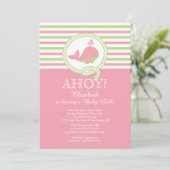 Ahoy ! Invitation Baby shower des filles de balein (Debout devant)