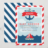 Ahoy ! Invitation Baby shower nautique (Devant / Derrière)