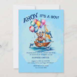 Ahoy is een Boy Nautical Theme Baby shower Kaart