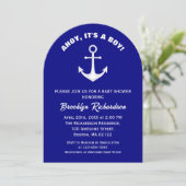 Ahoy is een Boy Navy blauw wit anker Baby shower Kaart (Staand voorkant)
