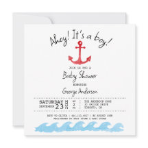 Ahoy is een jongen. Nautical baby shower Invitatio