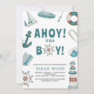 AHOY is een jongen, nautisch Baby shower Kaart
