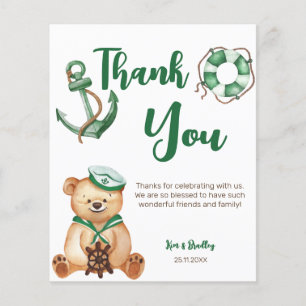 Ahoy is een jongen teddybeer baby shower dank je