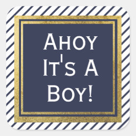 Ahoy is een klein Baby shower Vierkante Sticker