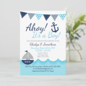 Ahoy! It’s a Boy Nautical Sailor Baby Shower Invit Kaart (Staand voorkant)
