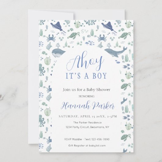Ahoy it's a Boy Baby Shower Invitation (Devant)