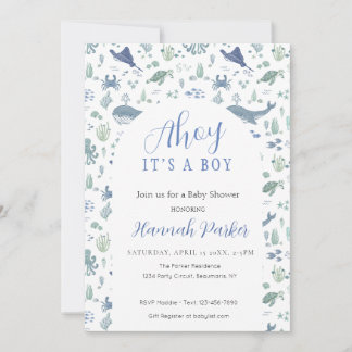Ahoy it's a Boy Baby Shower Invitation Kaart