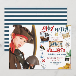 Ahoy Kapitein Foto Pirate children Birthday Party Kaart