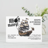 Ahoy maatje! Witte Piratenschip Verjaardag Kaart (Staand voorkant)