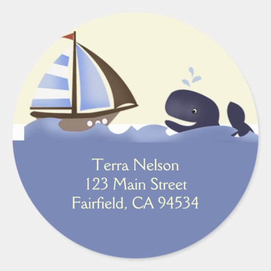 Ahoy Mate Blue Whale Retouradres Stickers (Voorkant)