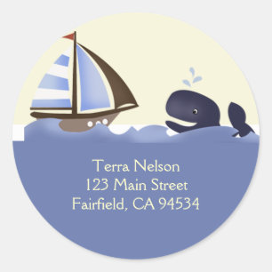 Ahoy Mate Blue Whale Return Address Stickers