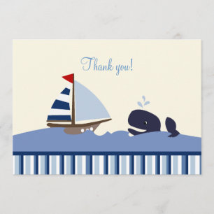 Ahoy Mate Whale Flat Hartelijk dank - Blauwe stree Bedankkaart