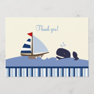 Ahoy Mate Whale Flat Merci note - Blue Stripe