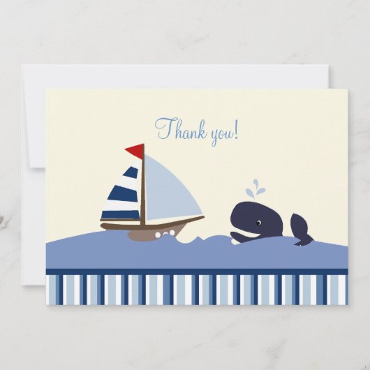 Ahoy Mate Whale Flat Merci note - Blue Stripe (Devant)