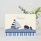 Ahoy Mate Whale Flat Merci note - Blue Stripe (Debout devant)