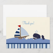 Ahoy Mate Whale Flat Merci note - Blue Stripe (Devant / Derrière)